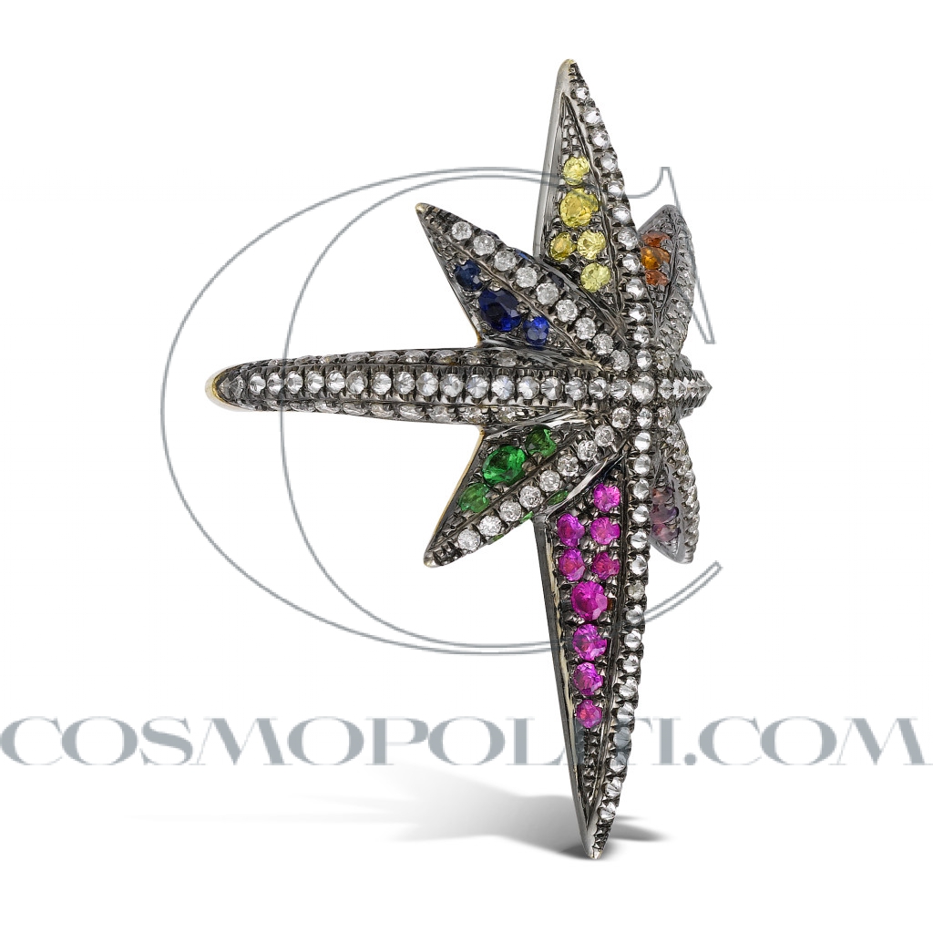 Venyx Star Ring Fancy Sapphires and Diamonds 2