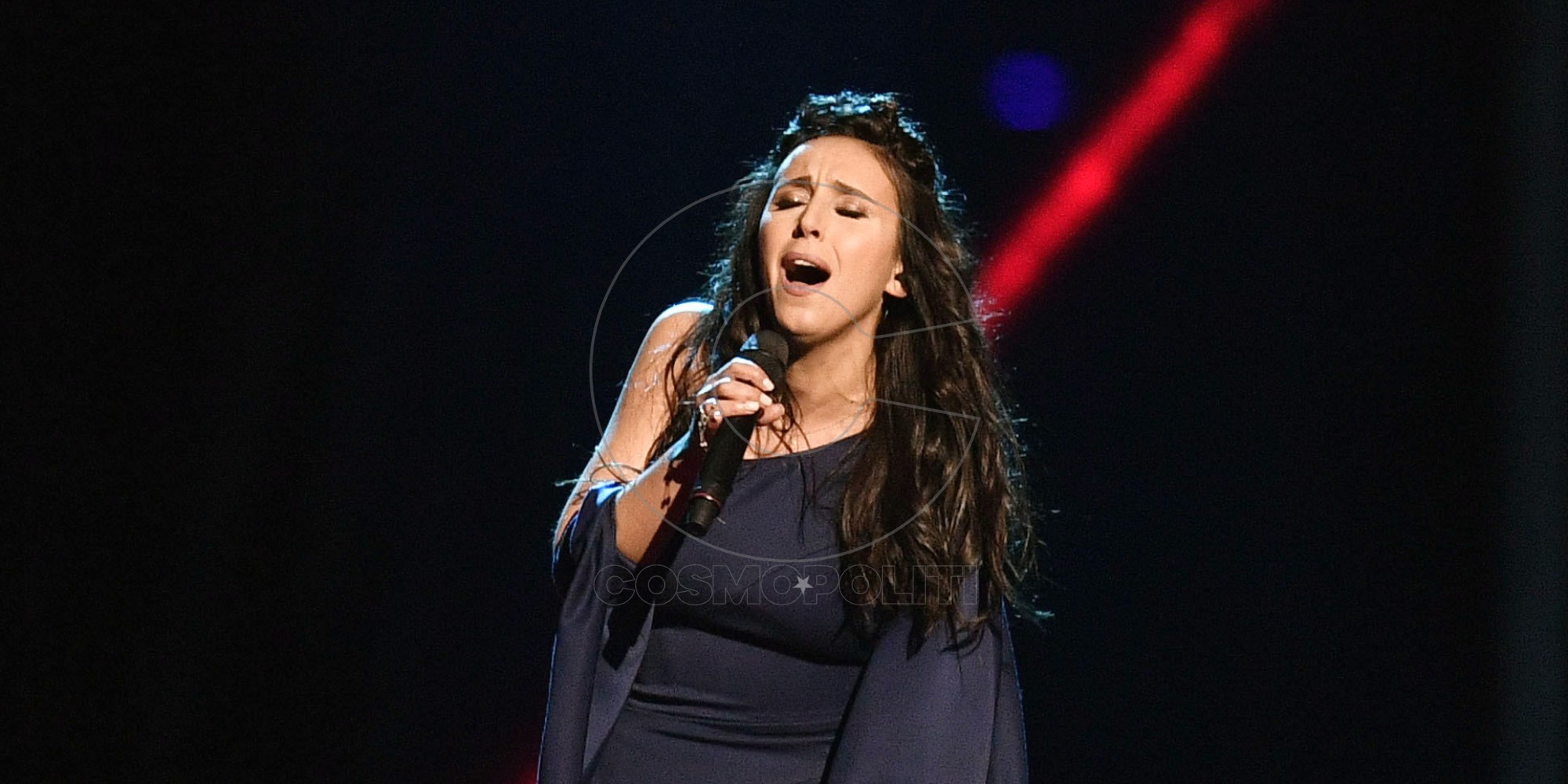 Ukraine's Jamala performs the song '1944' during a dress rehearsal for the second semifinal at the Eurovision Song Contest in Stockholm, Sweden, Wednesday, May 11, 2016. (AP Photo/Martin Meissner)