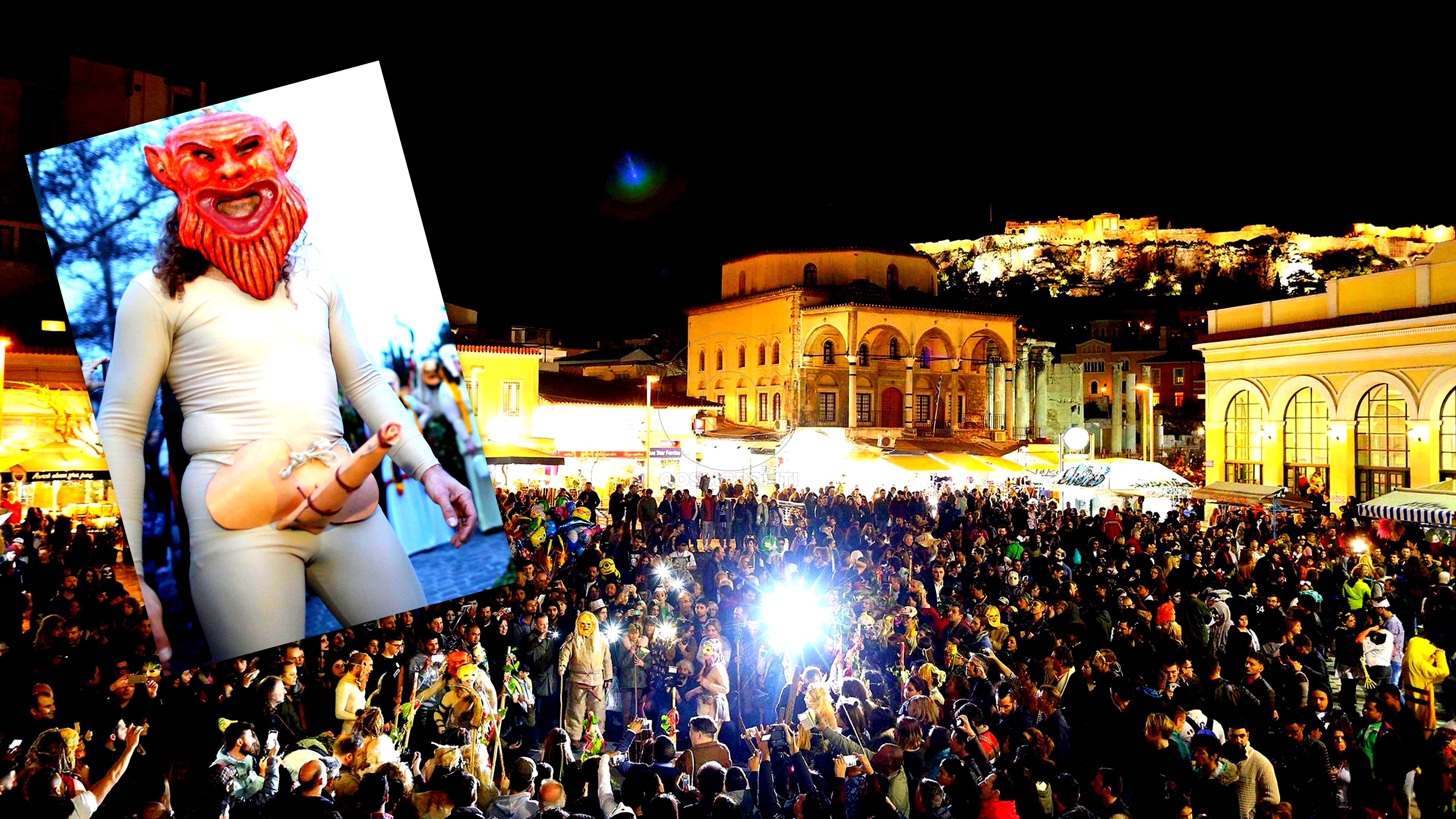 Φαλληφόρια στο κέντρο της Αθήνας με σάτυρους, μαινάδες και γλεντοκόπους