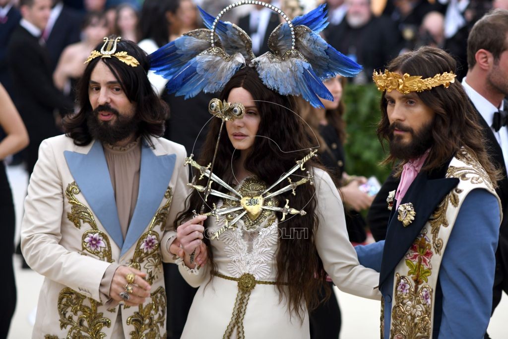 Mandatory Credit: Photo by Nina Westervelt/BEI/REX/Shutterstock (9662984eh) Alessandro Michele, Lana Del Rey, Jared Leto The Metropolitan Museum of Art's Costume Institute Benefit celebrating the opening of Heavenly Bodies: Fashion and the Catholic Imagination, Arrivals, New York, USA - 07 May 2018