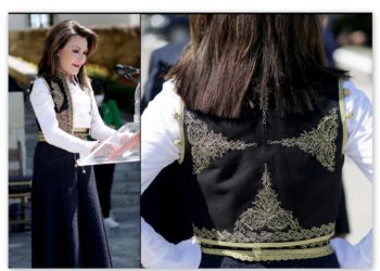 Γιάννα Αγγελοπούλου: Με χειροποίητη φορεσιά στα Χανιά