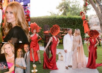 Λαμπερό επετείου γάμου moulin rouge πάρτι στη λίμνη Βουλιαγμένης