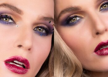 Γιορτινό μακιγιάζ ματιών με μοβ αποχρώσεις